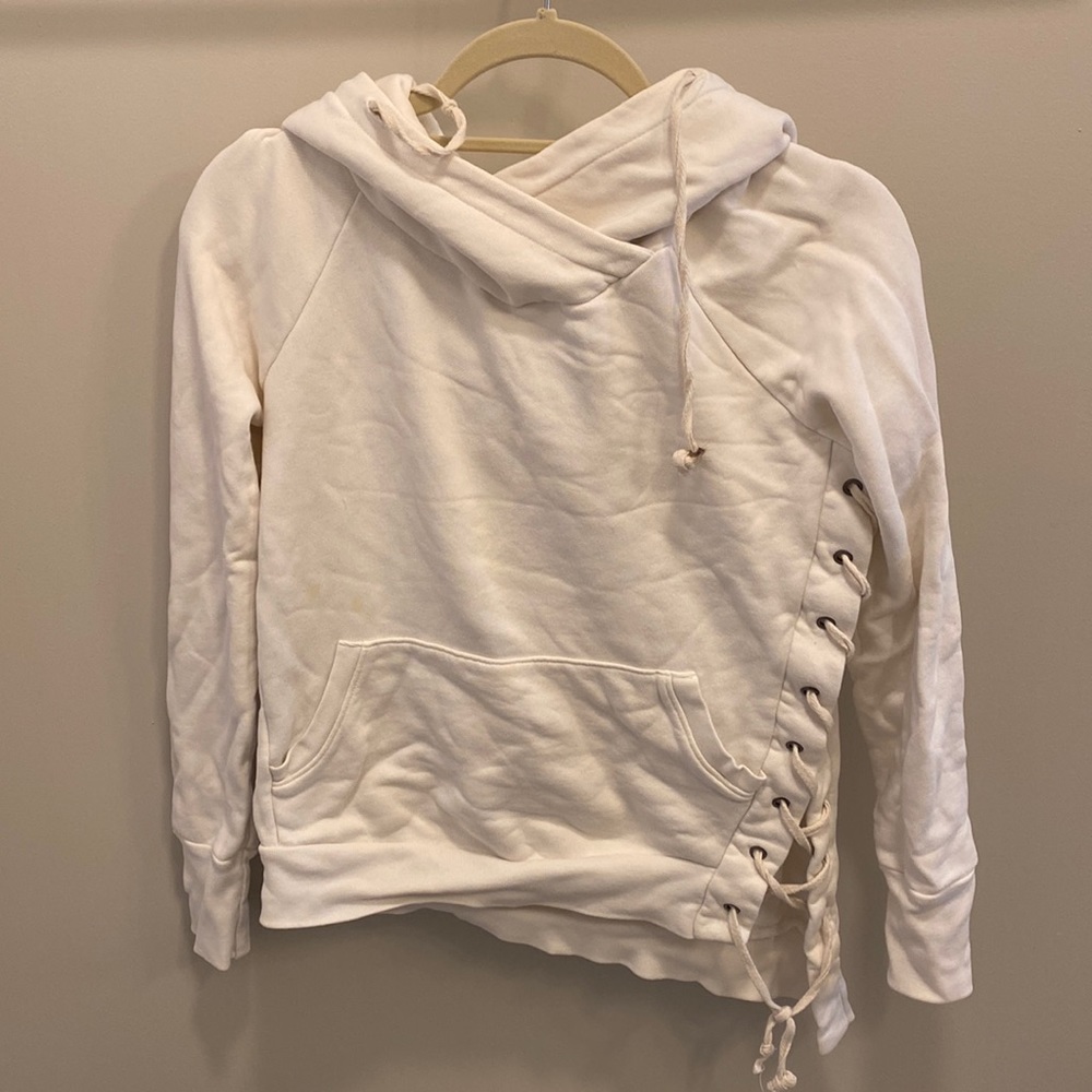 NSF white hooded asymmetrical sweatshirt